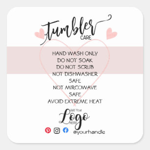Cuadrada AÑADIR SU NEGOCIO DE Pegatina DE LOGO TUMBLER CARE