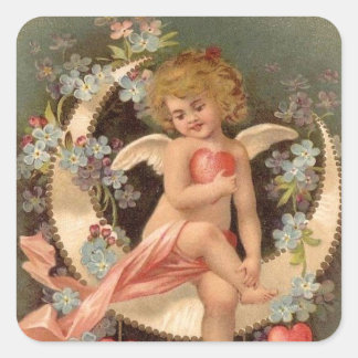 Cuadrada Angel Sitting on Valentine Moon - Pegatina