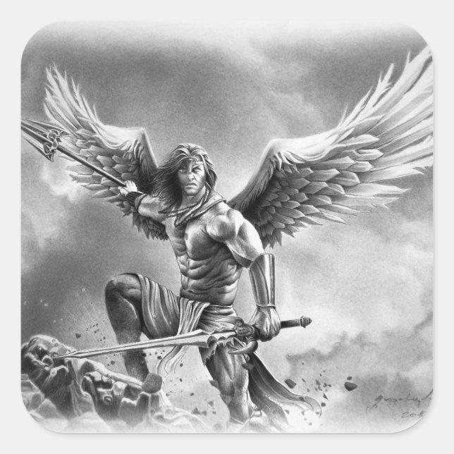 Cuadrada ANGEL WARRIOR Square Pegatina (Anverso)
