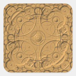 Cuadrada Anillos Grabado en relieve sobre el Pegatina Metal