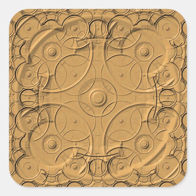 Cuadrada Anillos Grabado en relieve sobre el Pegatina Metal (Anverso)