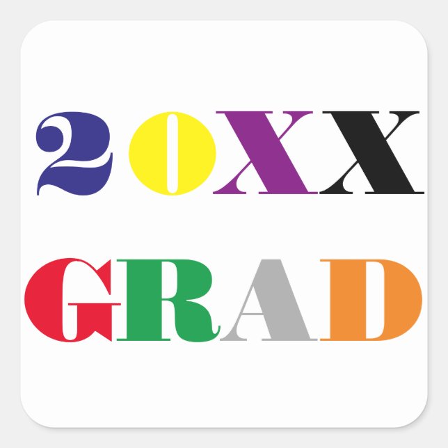 Cuadrada Año de clase de secundaria - Pegatina de graduació (Anverso)