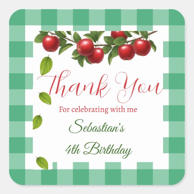 Cuadrada Apple of Our Eye Gracias Por Favor De Los Pegatina (Anverso)