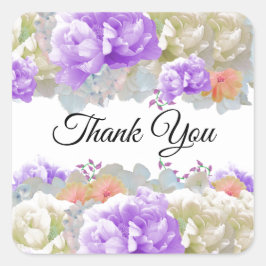 Cuadrada Apricot y Plum Flower Gracias Pegatina