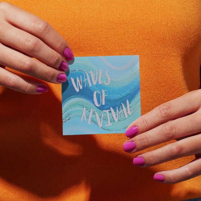 Cuadrada Aqua and Seafoam Waves Christian Pegatina (Subido por el creador)