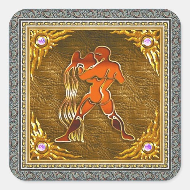 Cuadrada Aquarius Pegatina (Anverso)