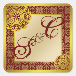 Cuadrada Arabesque Gold Lace, pegatina de souvenirs monogra
