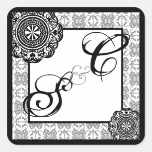 Cuadrada Arábico Black Lace, pegatina de recuerdos monogram