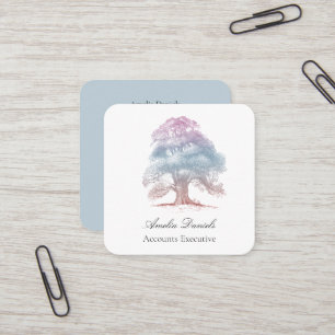 Cuadrada Árbol de roble en tarjeta de visita de Ilustracion