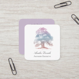 Cuadrada Árbol de roble en tarjeta de visita de Ilustracion