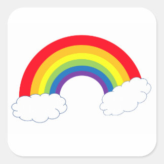 Cuadrada Arcoiris con nubes Pegatina