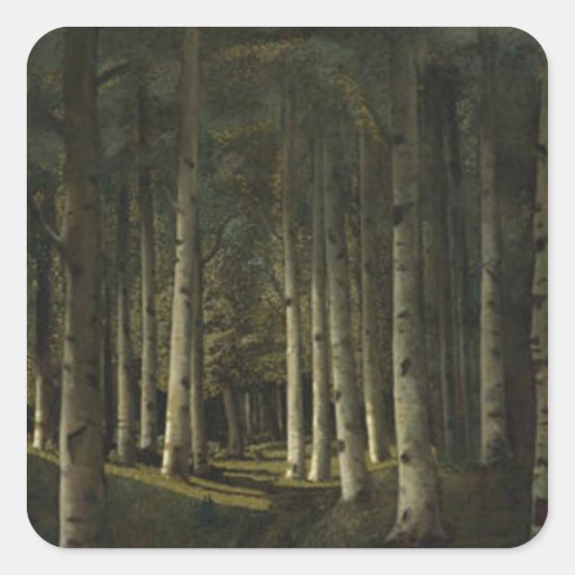 Cuadrada Arkhip Kuindzhi Trees pintando Pegatina cuadrado (Anverso)