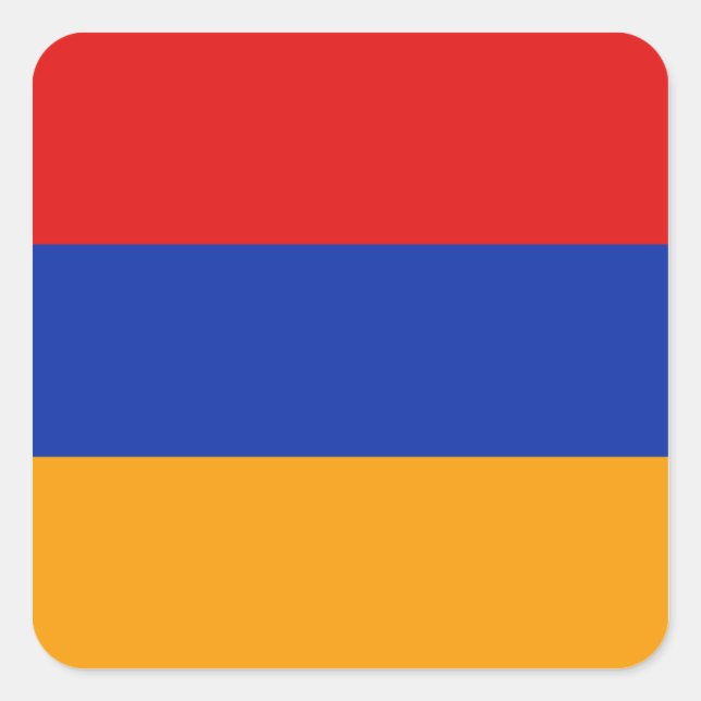 Cuadrada Armenia Flag Pegatina (Anverso)