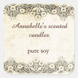 Cuadrada Arpillera con el pegatina de la vela del cordón