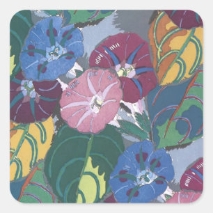 Cuadrada Art Deco Petunias - Pegatina