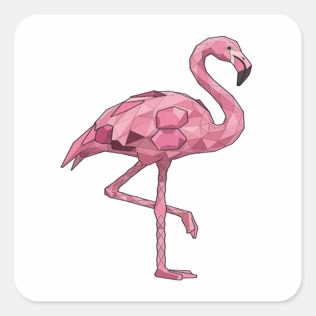 Cuadrada Arte de pegatina FLAMINGO rosa brillante (Anverso)