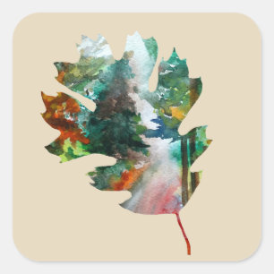Cuadrada Arte otoñal, Pegatina de arte de la hoja otoñal