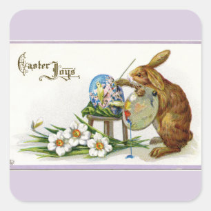 Cuadrada Artista Pegatina de la plaza del conejo de Pascua 