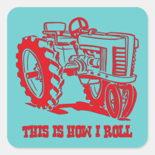 Cuadrada Así es como rollo el Pegatina RED Tractor