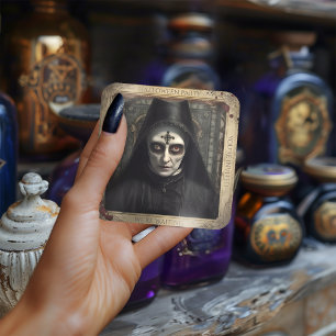 Cuadrada Asombroso Pegatina de Halloween de Nun