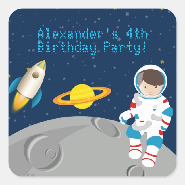 Cuadrada Astronauta del espacio ultraterrestre Pegatina de  (Anverso)