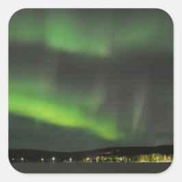 Cuadrada Aurora borealis en el pegatina del cielo