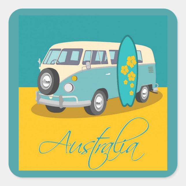 Cuadrada Australia: Pegatina de viaje (Anverso)