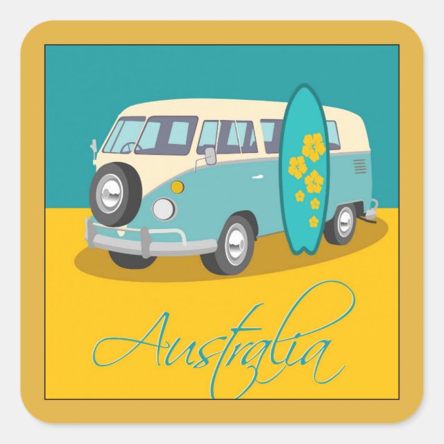 Cuadrada Australia: Pegatina de viajes (Anverso)