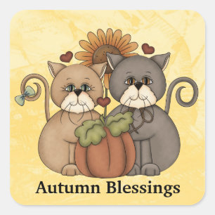 Cuadrada Autumn Blessings pegatina