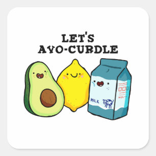 Cuadrada Avo-Curdle Pegatina de comestibles divertidos