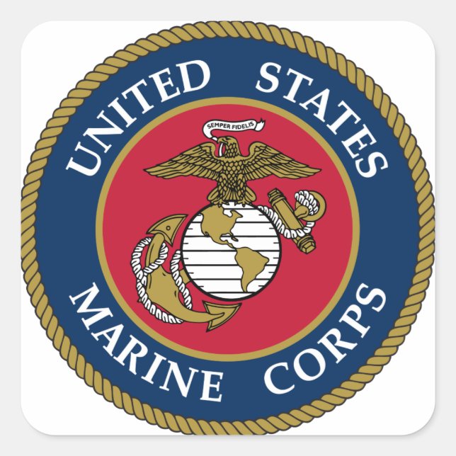 Cuadrada Azul Pegatina del Cuerpo de Marines de Estados Uni (Anverso)