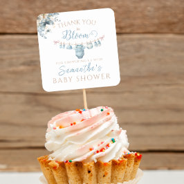 Cuadrada Baby Boy Clothesline Watercolor Gracias Pegatina