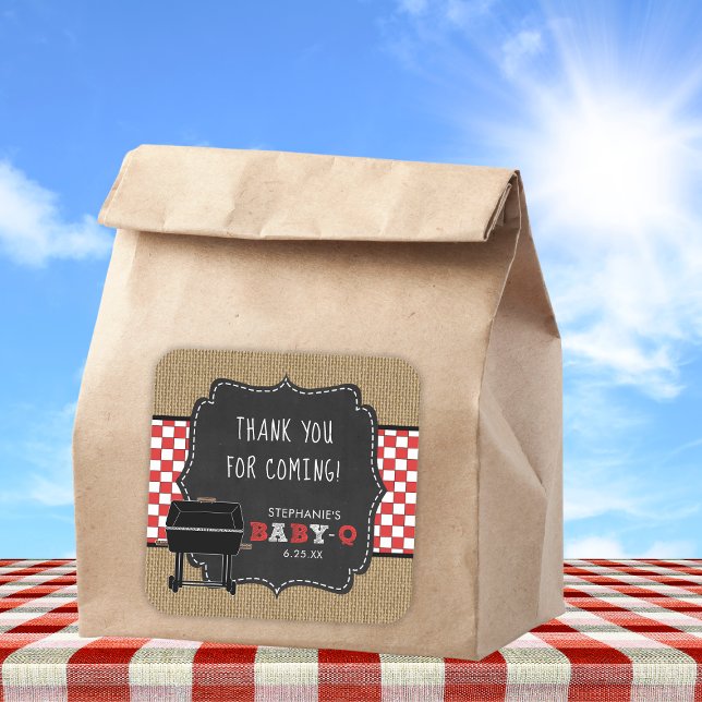 Cuadrada Baby Q baby ducha gracias a favor del pegatina RED (Subido por el creador)