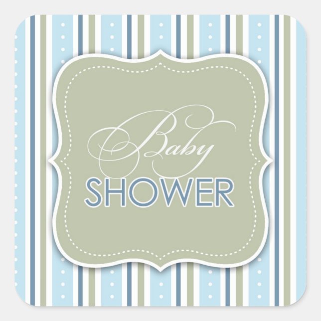 Cuadrada Baby Shower para un niño Pegatina (Anverso)