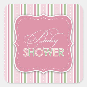 Cuadrada Baby Shower para un Pegatina Chica