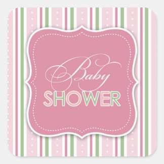 Cuadrada Baby Shower para un Pegatina Chica