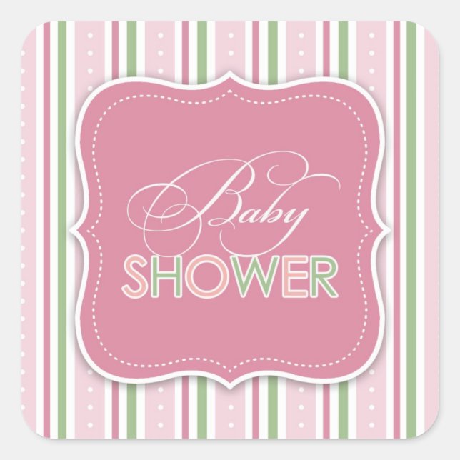 Cuadrada Baby Shower para un Pegatina Chica (Anverso)