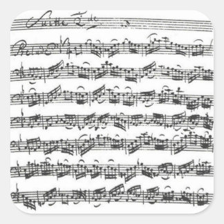 Cuadrada Bach Cello Suite Manuscript Square Pegatina
