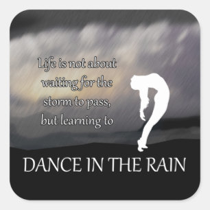 Cuadrada Baile en la lluvia Pegatina Inspirador