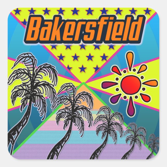 Cuadrada Bakersfield Freedom Pegatina (Anverso)