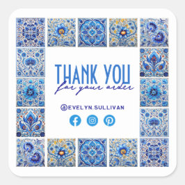 Cuadrada Baldosas mediterráneas azules gracias pegatina