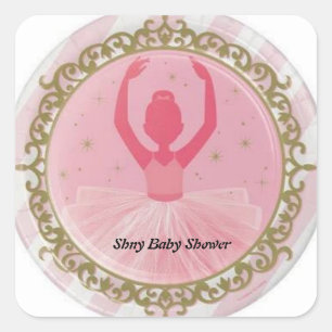 Cuadrada Ballerina Baby Shower Pegatina