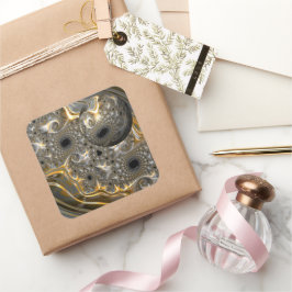 Cuadrada Ballet esférico en Pegatina de plata y oro