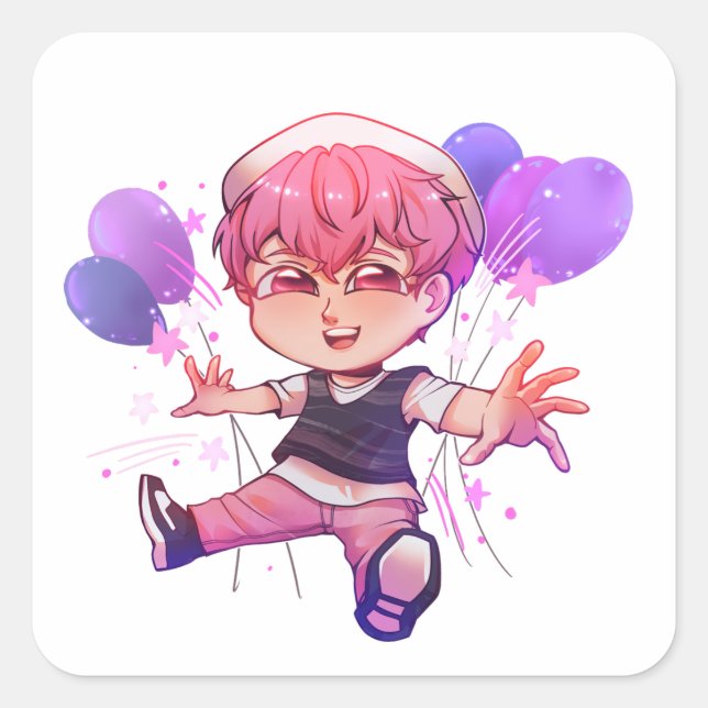 Cuadrada Bamby chibi pegatina PLAVE (Anverso)