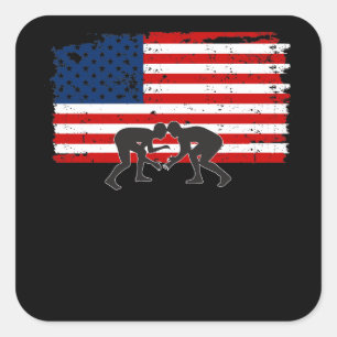 Cuadrada Bandera americana del pegatina que lucha diseño