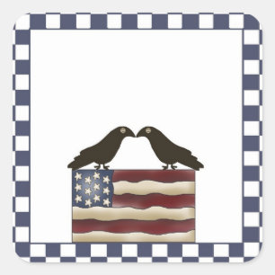 Cuadrada Bandera americana y pegatina temático del país d