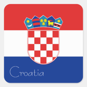 Cuadrada Bandera del pegatina de Croacia (cuadrado)