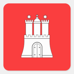 Cuadrada Bandera del Pegatina de la Plaza de Hamburgo