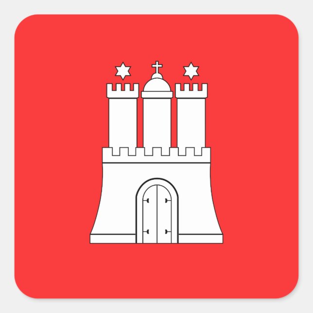 Cuadrada Bandera del Pegatina de la Plaza de Hamburgo (Anverso)