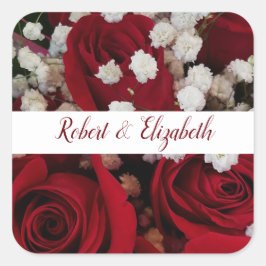Cuadrada Banner blanco Roses Roses Rojos boda pegatina